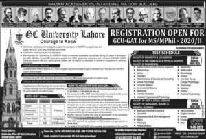 Gcu Gat Form Registration Online Last Date Test Fee