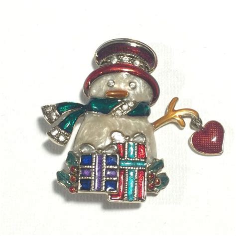 Monet Snowman Brooch Christmas Snowman By Monet Hearts Etsy