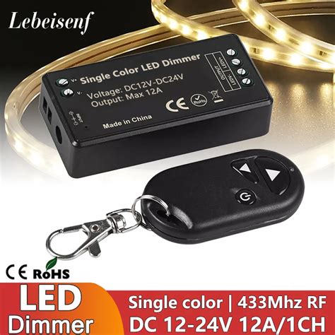 1CH LED Dimmer 12A DC12 24V Denetleyici Ile 3 Key RF 433Mhz Kablosuz