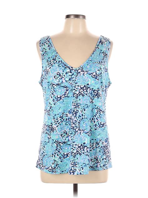 Lilly Pulitzer 100 Cotton Blue Tank Top Size L 60 Off Thredup