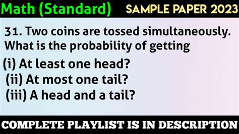 Two Coins Are Tossed Simultaneously What Is The Probability Of Getting