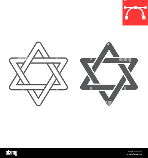 Star David Line And Glyph Icon Hanukkah And Symbol Star Of David Vector Icon Vector Graphics