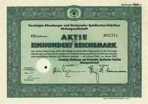 VEREINGTE ALTENBURGER STRALSUNDER Spielkarten ASS 1942 Altenburg