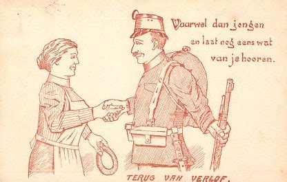 Militair Mobilisatie WO1 1916 Terug Van Verlof Soldaat Met Moeder