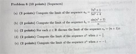 Solved Problem 6 10 Points Sequences Be Enlogo 7n3 1