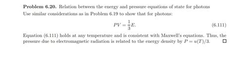 Solved Problem 6 20 Relation Between The Energy And Chegg