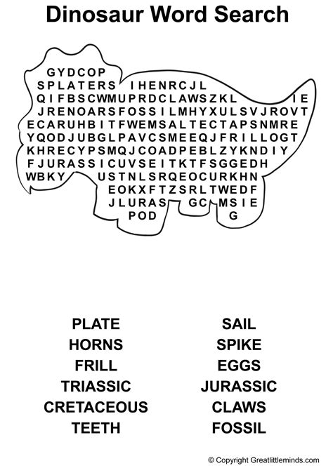 Printable Dinosaur Word Search