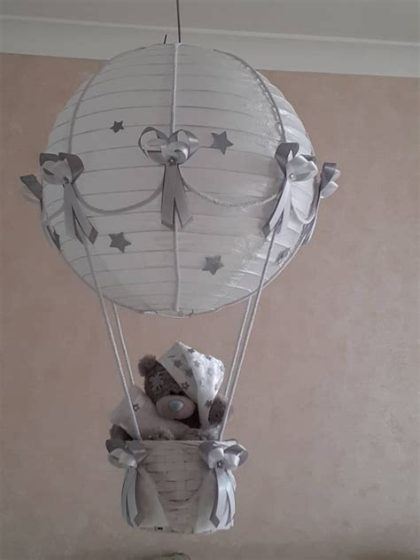 Starry Night Hot Air Balloon Nursery Light Shade In Grey And White Toy Is Not Included Etsy