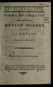 Motion D Ordre Faite Par Duflos S Ance Du Messidor An Duflos