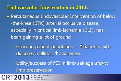 Peripheral Arterial Disease Critical Limb Ischemia Pedal Approach