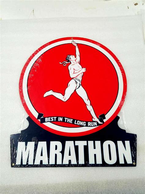 19" Marathon oil gas company station logo cutout garage USA steel metal ...