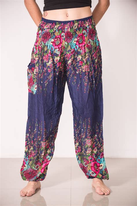 Floral Womens Harem Pants In Blue Jeans Pants Harem Pants Jeans