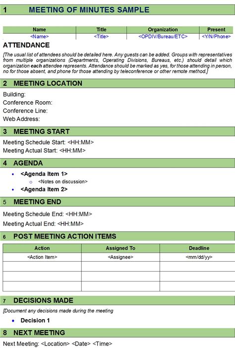 Meeting Minutes Template Excel Word Template