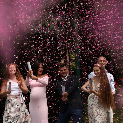 Buy Gender Reveal Confetti Cannon 4 Pack Biodegradable Pink Gender