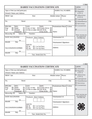 Rabies Vaccination Certificate Fill Out And Sign Printable Pdf