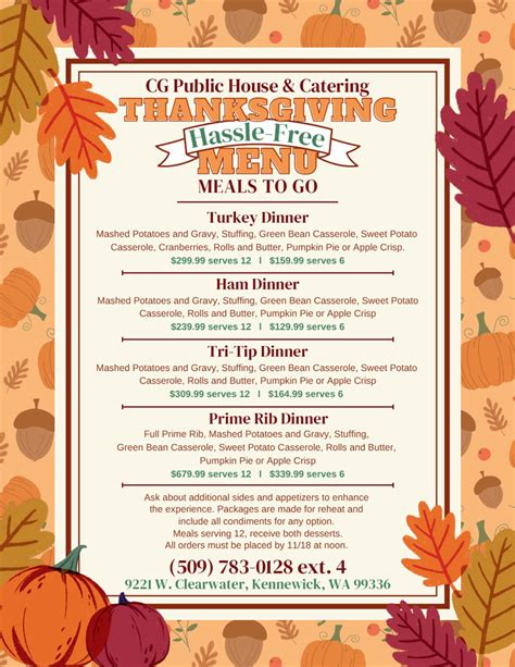 Thanksgiving Hassle Free Menu 2023 CG Public House Catering