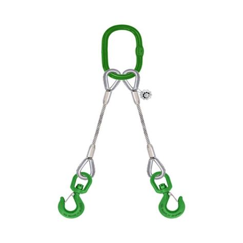 Two Leg Steel Wire Rope Bridle Sling With Swivel Sling Hook