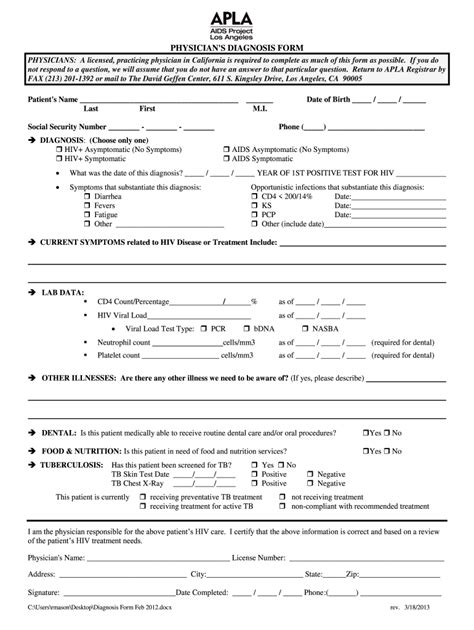 CA APLA Physician S Diagnosis Form 2013 2022 Fill And Sign Printable