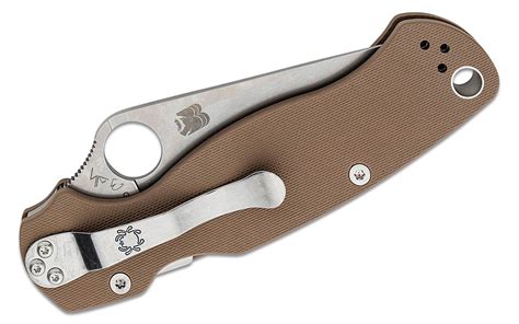 Spyderco Paramilitary 2 Sprint Run Folding Knife 3.45" CPM-15V Stonewashed Plain Blade, Brown ...