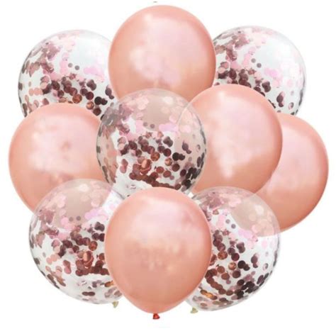 BALONY ROSE GOLD Z KONFETTI URODZINY BALON ŚLUB BABY SHOWER CHRZEST