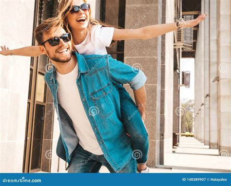 Girl And Her Boyfriend Posing In The Street Stock Image Image Of Feelings Pair 148389907