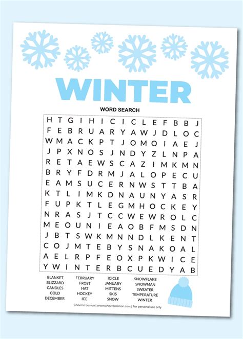 Printable Winter Word Search