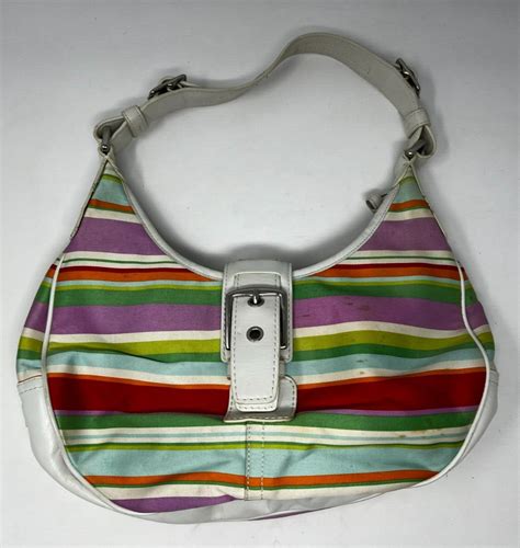 Vintage Coach Hampton Boho Fabric Hobo Bag Pastel M Gem