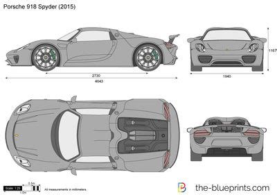 Porsche 918 Spyder Blueprint Drawing