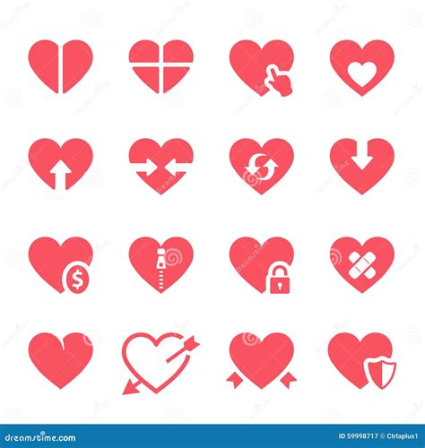 Vector Hearts Icons Set Stock Vector Illustration Of Icons 59998717