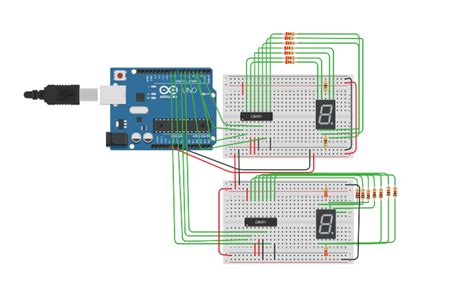 Circuit Design Two 7 Segment Display With Two Cd4511 Tinkercad