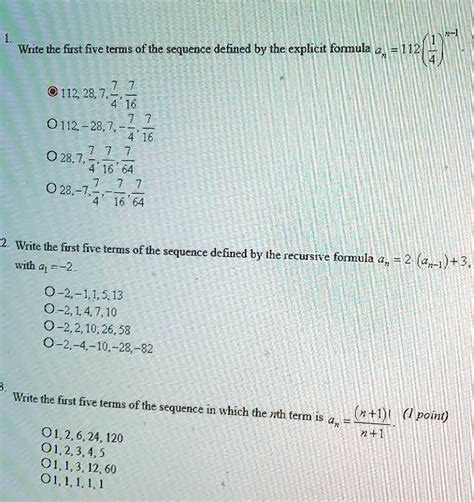 SOLVED Write The First Five Terms Of The Sequence Defined By The