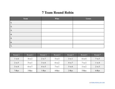 7 Team Round Robin Template Download Printable Pdf Templateroller