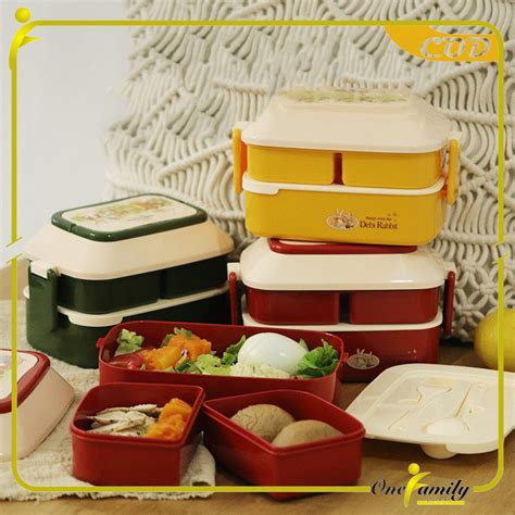 Jual ONE C758 Tempat Makan 2 Susun Lunch Box Anti Tumpah Kotak Makan