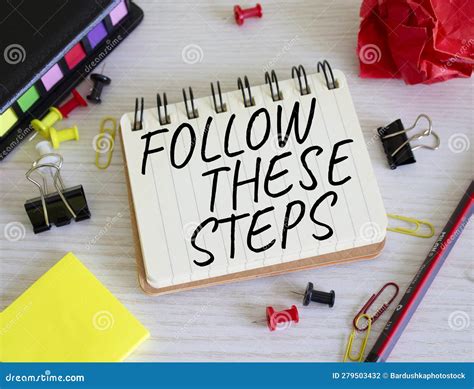 Follow These Steps Symbol Concept Words Follow These Steps On White