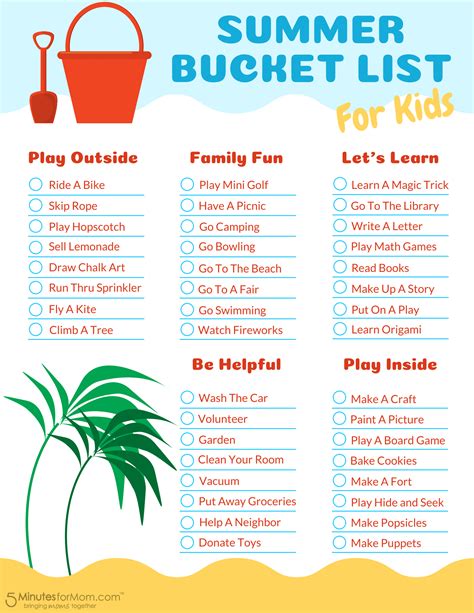 Summer Bucket List Printable