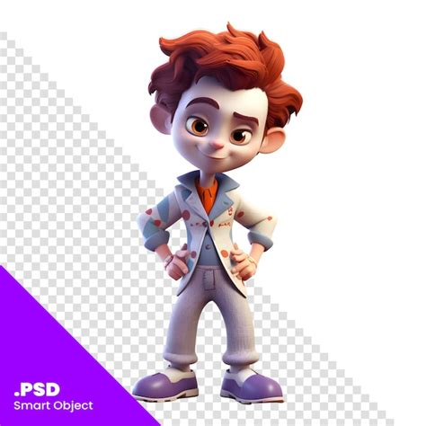 Renderização 3d de uma figura de desenho animado um modelo psd de