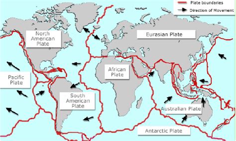 1 Carte Du Monde Montrant Les Principales Plaques Tectoniques Les Zones