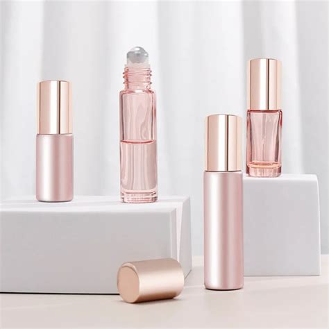 Pcs Lot Ml Ml Rose Gold Roll On Bottle Thick Glass Empty Perfume