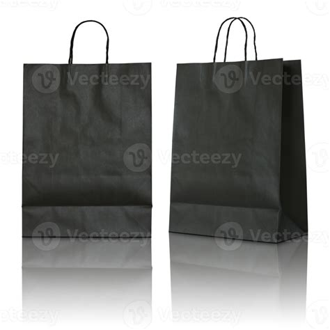 Black Paper Bag Isolated With Reflect Floor For Mockup Png