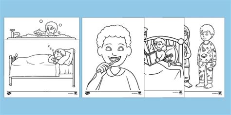 Bedtime Routines Coloring Activity Teacher Made