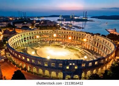 Arena Pula Ancient Ruins Roman Amphitheatre Stock Photo