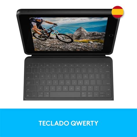 Logitech Rugged Folio Funda Con Teclado Bluetooth Gris Para IPad 7 8 9