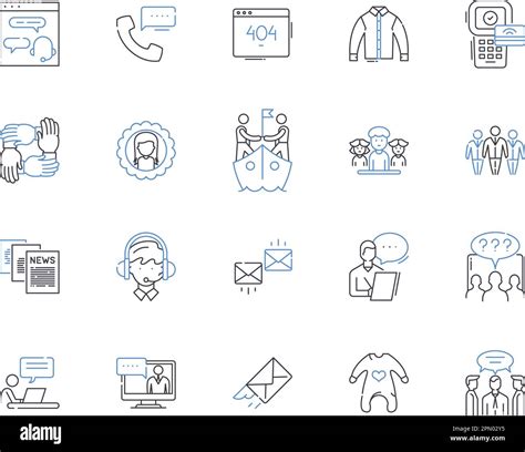 Store And Client Outline Icons Collection Store Client Customer