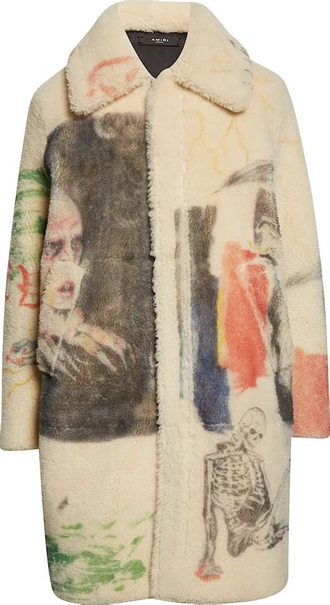 Amiri X Wes Lang White Fur Graffiti Nosferatu Coat Inc Style