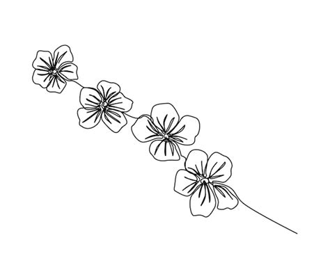 Premium Vector Continuous One Line Drawing Of Cherry Blossom Simple