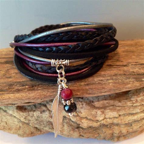 Boho Leather Wrap Bracelet Leather Braceletwrap Etsy