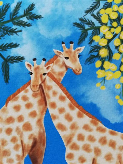 A Tower of Giraffes Collective Noun Giclee Fine Art Print, A4. Children ...