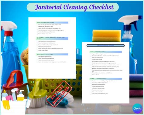 Janitorial Cleaning Checklist Template, Commercial Cleaning Business, Cleaning Schedule ...