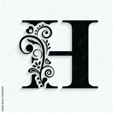 Letter H Black Flower Alphabet Beautiful Capital Letters With Shadow