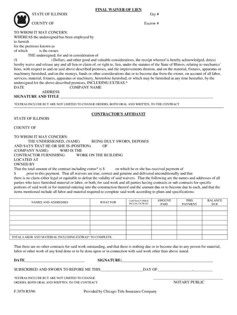 Chicago Title Final Waiver Form Fill Out And Sign Online Dochub